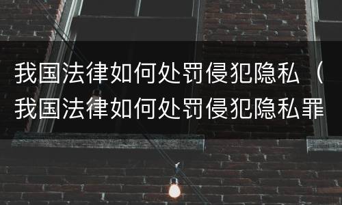 我国法律如何处罚侵犯隐私（我国法律如何处罚侵犯隐私罪）