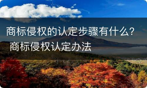 商标侵权的认定步骤有什么？ 商标侵权认定办法