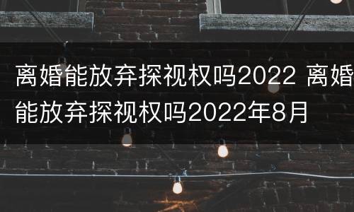 离婚能放弃探视权吗2022 离婚能放弃探视权吗2022年8月