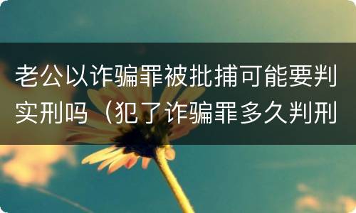 老公以诈骗罪被批捕可能要判实刑吗（犯了诈骗罪多久判刑）