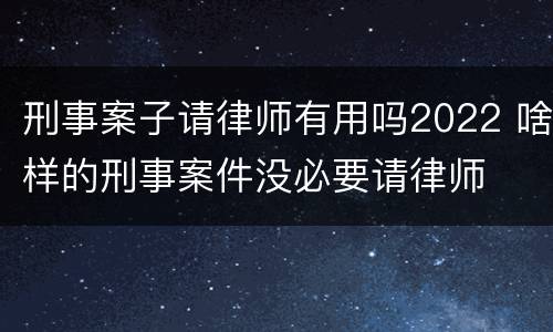 刑事案子请律师有用吗2022 啥样的刑事案件没必要请律师