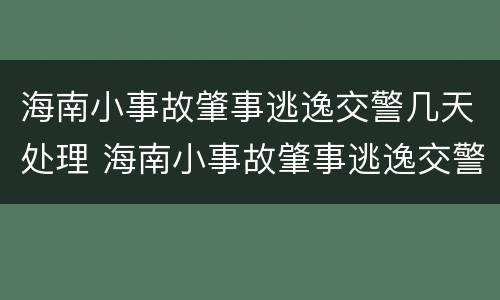 海南小事故肇事逃逸交警几天处理 海南小事故肇事逃逸交警几天处理完