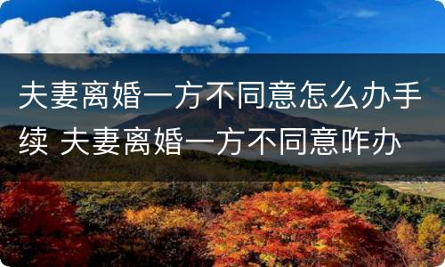 夫妻离婚一方不同意怎么办手续 夫妻离婚一方不同意咋办