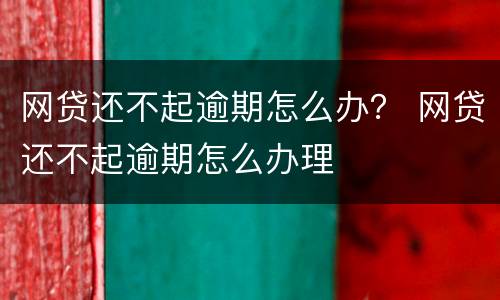 网贷还不起逾期怎么办？ 网贷还不起逾期怎么办理