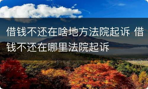 借钱不还在啥地方法院起诉 借钱不还在哪里法院起诉