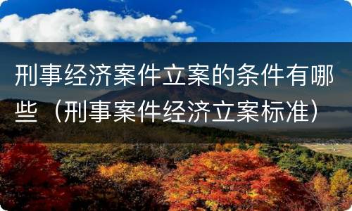 刑事经济案件立案的条件有哪些（刑事案件经济立案标准）