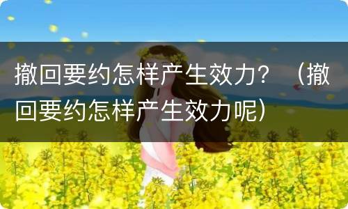 撤回要约怎样产生效力？（撤回要约怎样产生效力呢）
