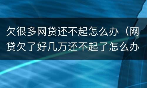 欠很多网贷还不起怎么办（网贷欠了好几万还不起了怎么办）