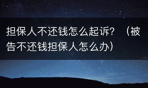 担保人不还钱怎么起诉？（被告不还钱担保人怎么办）