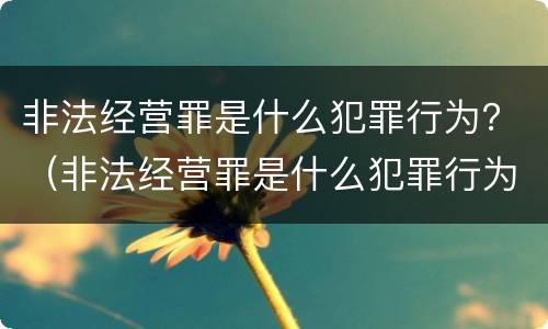 非法经营罪是什么犯罪行为？（非法经营罪是什么犯罪行为呢）