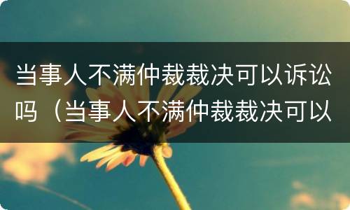 当事人不满仲裁裁决可以诉讼吗（当事人不满仲裁裁决可以诉讼吗为什么）