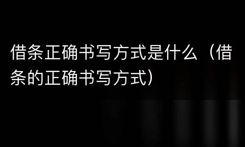 借条正确书写方式是什么（借条的正确书写方式）