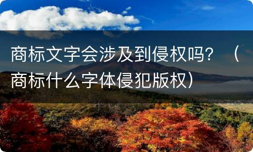 商标文字会涉及到侵权吗？（商标什么字体侵犯版权）