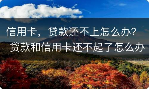 信用卡，贷款还不上怎么办？ 贷款和信用卡还不起了怎么办