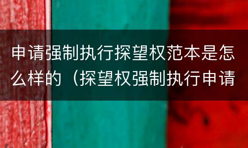 申请强制执行探望权范本是怎么样的（探望权强制执行申请书）