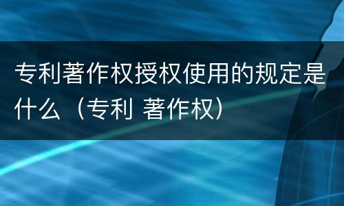 专利著作权授权使用的规定是什么（专利 著作权）