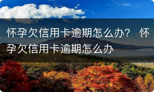 怀孕欠信用卡逾期怎么办？ 怀孕欠信用卡逾期怎么办