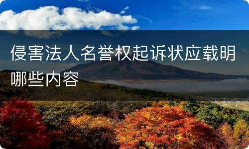 侵害法人名誉权起诉状应载明哪些内容