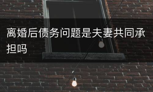 离婚后债务问题是夫妻共同承担吗