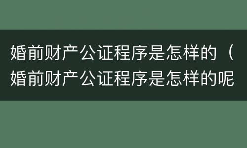 婚前财产公证程序是怎样的（婚前财产公证程序是怎样的呢）