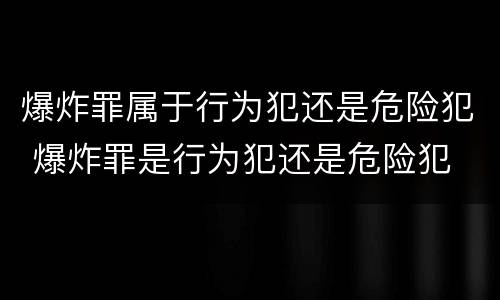 爆炸罪属于行为犯还是危险犯 爆炸罪是行为犯还是危险犯