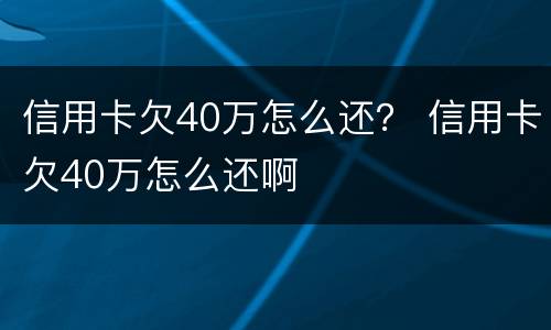 信用卡欠40万怎么还？ 信用卡欠40万怎么还啊