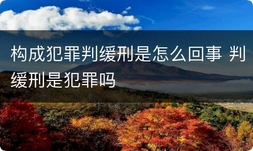 构成犯罪判缓刑是怎么回事 判缓刑是犯罪吗