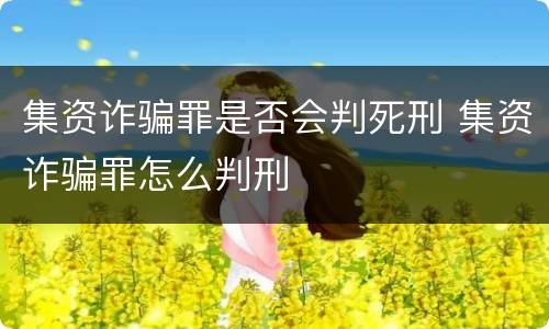 集资诈骗罪是否会判死刑 集资诈骗罪怎么判刑