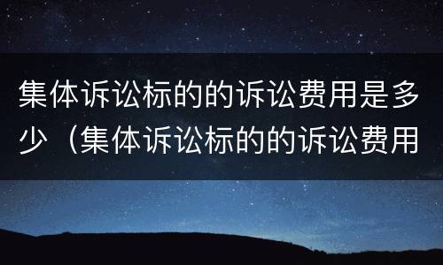 集体诉讼标的的诉讼费用是多少（集体诉讼标的的诉讼费用是多少钱）