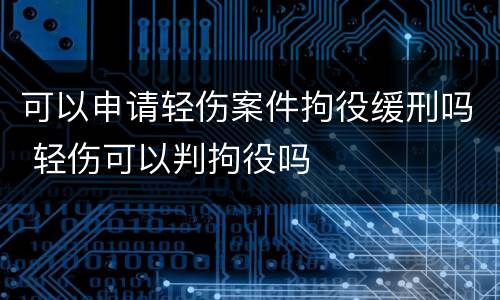 可以申请轻伤案件拘役缓刑吗 轻伤可以判拘役吗
