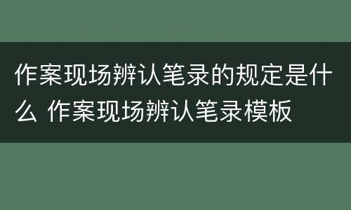 作案现场辨认笔录的规定是什么 作案现场辨认笔录模板