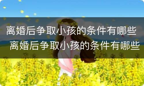 离婚后争取小孩的条件有哪些 离婚后争取小孩的条件有哪些呢