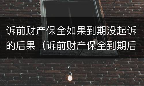 诉前财产保全如果到期没起诉的后果（诉前财产保全到期后没有起诉）