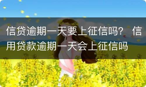 信贷逾期一天要上征信吗？ 信用贷款逾期一天会上征信吗