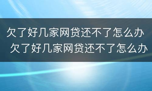 欠了好几家网贷还不了怎么办 欠了好几家网贷还不了怎么办呀