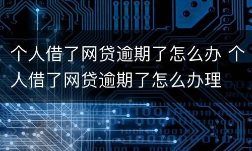 个人借了网贷逾期了怎么办 个人借了网贷逾期了怎么办理