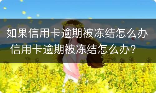 如果信用卡逾期被冻结怎么办 信用卡逾期被冻结怎么办?