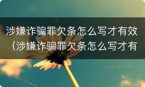 涉嫌诈骗罪欠条怎么写才有效（涉嫌诈骗罪欠条怎么写才有效呢）