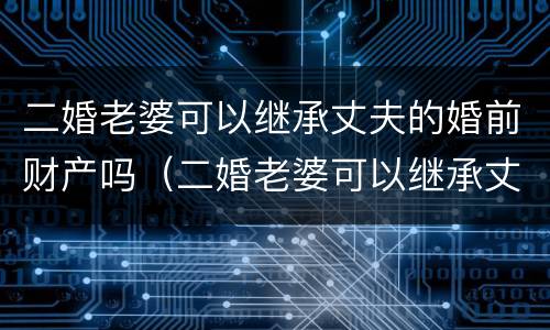 二婚老婆可以继承丈夫的婚前财产吗（二婚老婆可以继承丈夫的婚前财产吗）