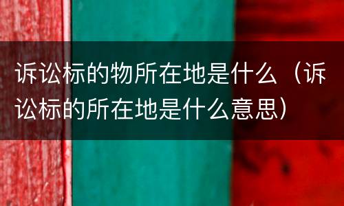诉讼标的物所在地是什么（诉讼标的所在地是什么意思）