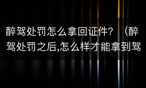 醉驾处罚怎么拿回证件？（醉驾处罚之后,怎么样才能拿到驾照）