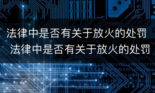 法律中是否有关于放火的处罚 法律中是否有关于放火的处罚规定