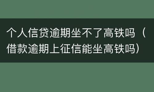 个人信贷逾期坐不了高铁吗（借款逾期上征信能坐高铁吗）