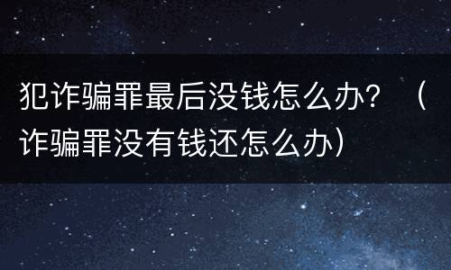 犯诈骗罪最后没钱怎么办？（诈骗罪没有钱还怎么办）
