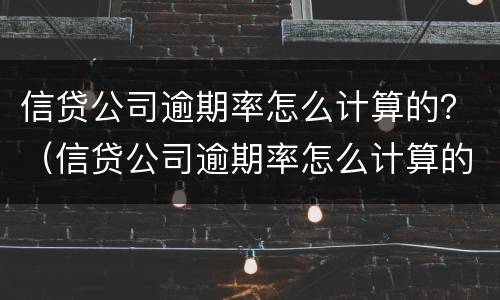 信贷公司逾期率怎么计算的？（信贷公司逾期率怎么计算的呢）
