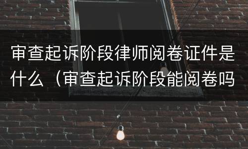 审查起诉阶段律师阅卷证件是什么（审查起诉阶段能阅卷吗）