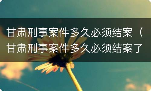 甘肃刑事案件多久必须结案（甘肃刑事案件多久必须结案了）