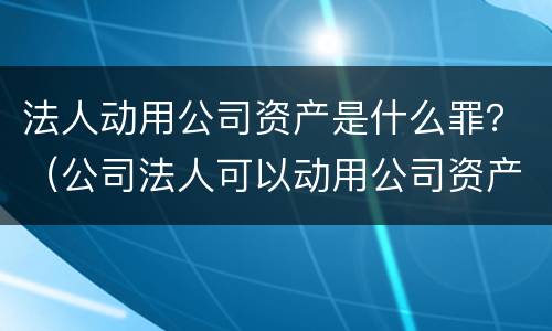 法人动用公司资产是什么罪？（公司法人可以动用公司资产吗）