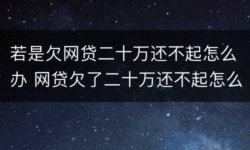 若是欠网贷二十万还不起怎么办 网贷欠了二十万还不起怎么办