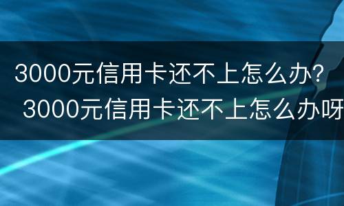 3000元信用卡还不上怎么办？ 3000元信用卡还不上怎么办呀